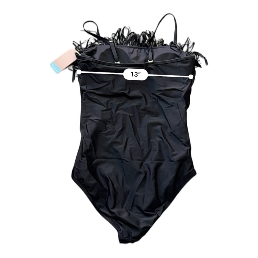 Smismivo Swimsuit Solid Black Fringe Women’s Size Medium Removable Straps NWT - Picture 8 of 9